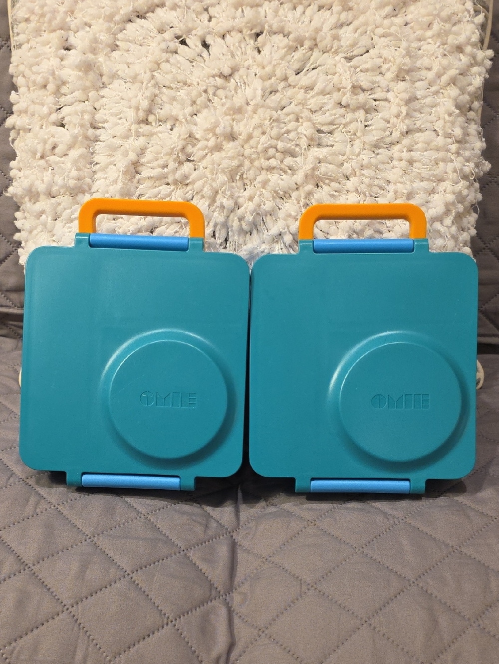 Omie Box Insulated Bento/ Lunch Box Set with Orange Handles - 2 Pack